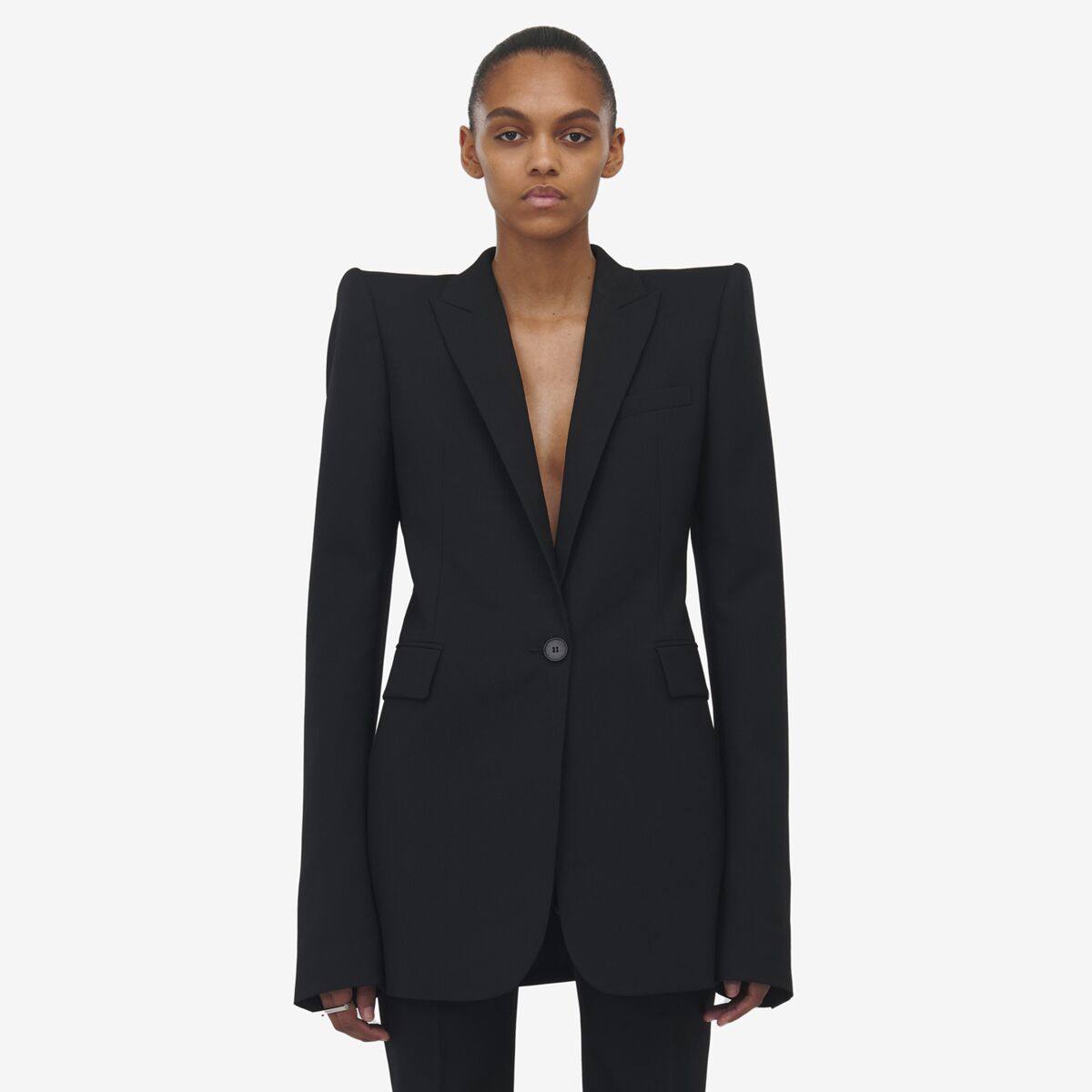 ALEXANDER MCQUEEN - Stacked Shoulder Single-breasted Jacket - Item 802299QJADK